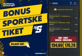 AdmiralBet i Sportske bonus tiket - Srbi i Englezi za kvotu 170,28!